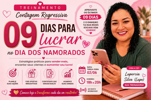 🚀📲 09 dias contagem regressiva - Dia dos Namorados + 09 Posts na Prática! - CBT - 02/06 - 18h00