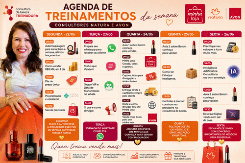 #produtos Lançamentos Automaquiagem autoestima e vendas - Maquiagem Natura e Avon - CBT - 22/06 - 08h00