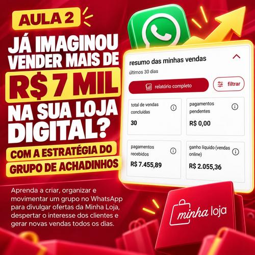 Estratégia do grupo de achadinhos para aumentar suas vendas digitais com a Minha Loja - Minha Loja - CBT - 19/10 - 08h00