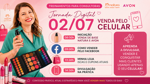 Como vender BASE NATURA E AVON #produtos - Venda sem sair de casa MAQUIAGEM BASE primeiros passos - CBT - 02/07 - 08h00
