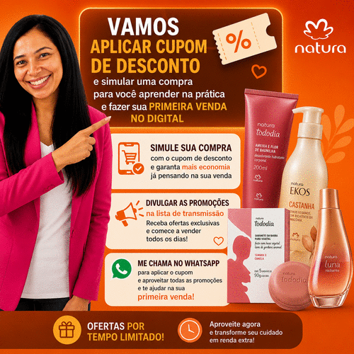 MINHA LOJA: VAMOS VER CUPOM DESCONTO DISPONÍVEL - DIVULGAR AS PROMOÇÕES BORA  FAZER SUA PRIMEIRA VENDA - CBT - 06/05 - 18h15