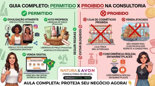 O que é PROIBIDO e o que é PERMITIDO na Consultoria de beleza Natura e Avon (Cartilha Completa) - #JORNADADIGITAL - estratégias - CBT - 21/07 - 08h30
