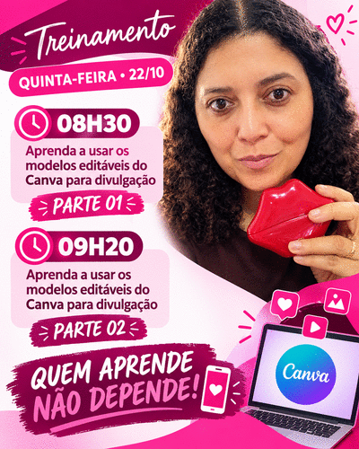 Aprenda usar os modelos editáveis do canva para divulgação parte 01 - Material de divulgação - CBT - 22/10 - 08h30